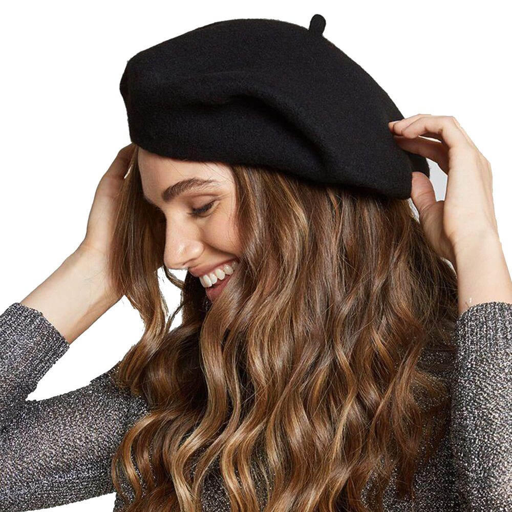 6118 Womens Wool French Beret Chic Solid Beanie Hat Stretchable Classic Beret
